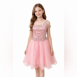 Calla Collection Girls Pink Tulle Ball Gown Princess Formal Dress 8 10 14 16 NEW